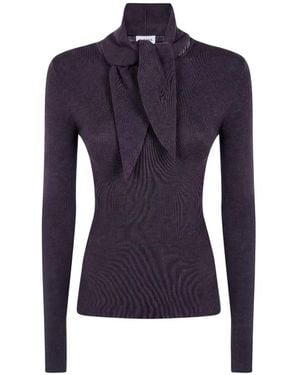 P.A.R.O.S.H. Ribbed-Knit Pussy-Bow Sweater - Blue