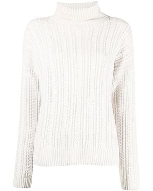 Eleventy Ribbed-Knit Roll-Neck Jumper - White