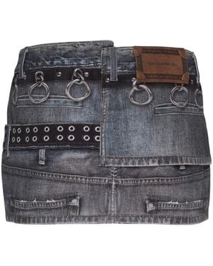 ANDERSSON BELL Minifalda Asimétrica Cruzada A Capas - Gris