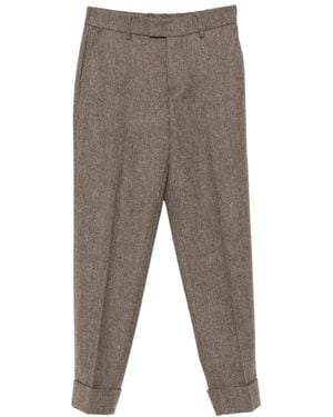 Berwich Herringbone-Pattern Wool Pants - Grey