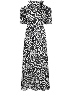Vivetta Abstract-Print Cut-Out Dress - Black
