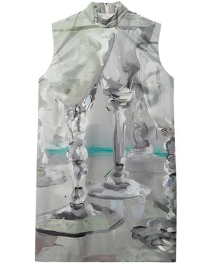 MSGM Graphic-Print Mini Dress - Grey