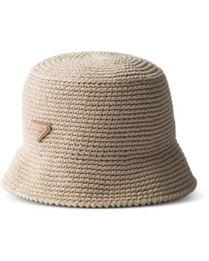 Prada Crochet Bucket Hat - Natural