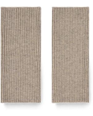 Bompard Ribbed Cashmere Mittens - Natural