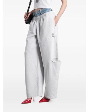 Alexander Wang Layered-Waistband Slash-Detail Track Trousers - Grey