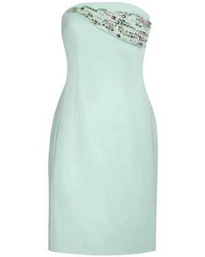 Genny Robe Courte À Col Brodé - Blue