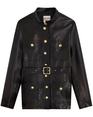 Semicouture Belted Leather Jacket - ブラック