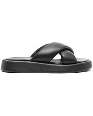 VAMSKO Pillow Padded Leather Sandals - Black