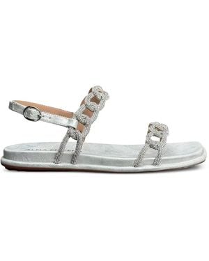 Alma En Pena. Crystal-Embellished Chain-Link Sandals - White