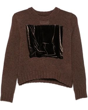 Maison Margiela Velvet-Patchwork Sweater - Brown