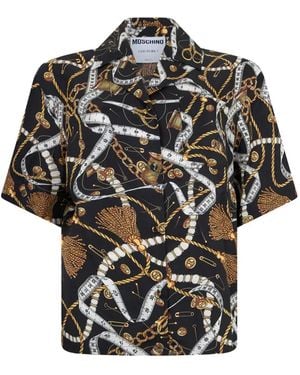Moschino Graphic-Print Short-Sleeve Shirt - Black