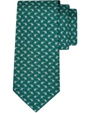 Ferragamo Helicopter Print Silk Tie - Green