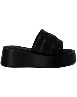Furla 1927 Leather Platform Sandals - Black