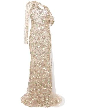 Saiid Kobeisy Beaded One-Shoulder Gown - Natural