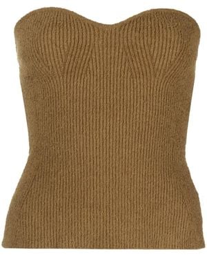 Wardrobe NYC Ribbed-Knit Bandeau Top - Brown