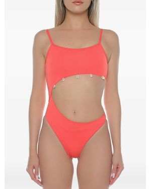 Banana Moon Fentana Badpak Verfraaid Met Schelpen En Uitgesneden Details - Rood