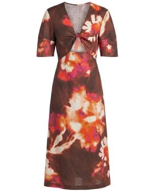Liviana Conti Floral-Print Cut-Out Midi Dress - Red