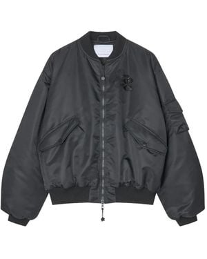 Cecilie Bahnsen Feilan Bow-Detail Ruched-Sleeves Bomber Jacket - Black