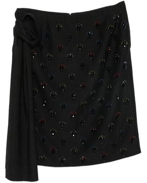 N°21 Crystal-Embellished Draped Midi Skirt - Black
