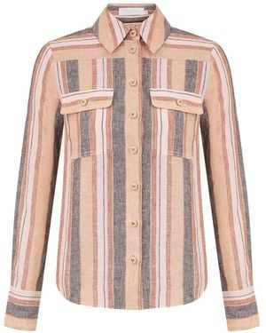Zimmermann Wanderlust Striped Patch-Pocket Shirt - Pink