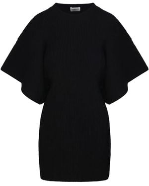 P.A.R.O.S.H. Ribbed Flared-Sleeve Mini Dress - Black