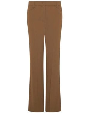 Marella Mini-Flare Crepe Envers Satin Trousers - Brown
