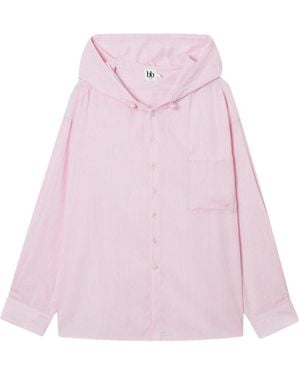 B+ AB Hooded Striped Shirt - Pink