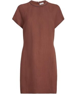 Brunello Cucinelli Mini Trim-Detail Dress - Brown