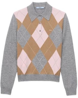 Prada Argyle Cashmere Jumper - White
