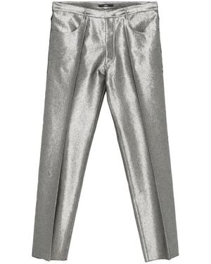 SAPIO Metallic-Finish Pressed-Crease Pants - Gray