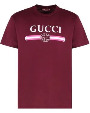 Gucci Logo-print Ribbed T-shirt - レッド