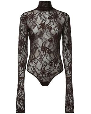 ANDAMANE Lace Long-Sleeve Bodysuit - Black