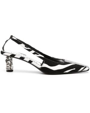Tom Ford 70mm Zebra-print Slingback Pumps - White