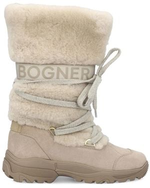 Bogner Shearling Lace-Up Boots - Natural