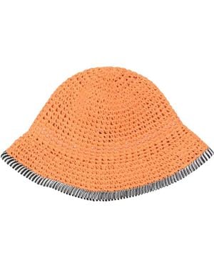 Missoni Crochet-Knit Striped-Trim Bucket Hat - Orange