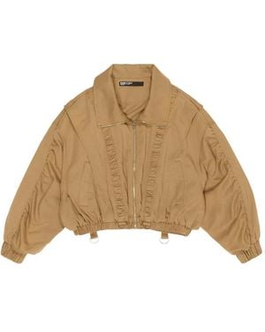 Bimba Y Lola Ruched Zip-Front Jacket - Natural