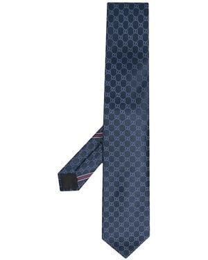 Gucci Double G Motif Tie - Blue