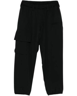 Yohji Yamamoto Elasticated-Cuff Cargo Trousers - Black