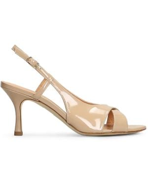The Seller Patent-Finish Crossover-Strap Sandals - Natural