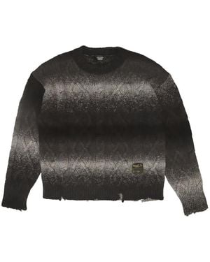 HTC Cable-Knit Distressed Jumper - Black