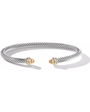 David Yurman Classic Cable ブレスレット 4mm 14kイエローゴールド&スターリングシルバー - ホワイト