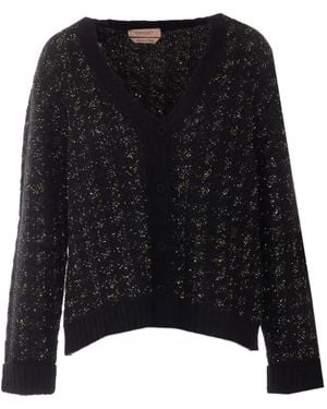 Twinset Jacquard-Cardigan Mit Hahnentrittmuster - Schwarz