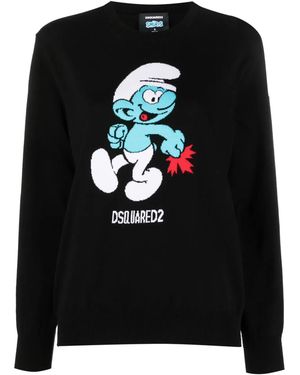 DSquared² Intarsien-Pullover Aus Bio-Baumwolle - Schwarz