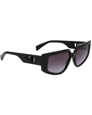 Liu Jo Logo-Plaque Geometric-Frame Sunglasses - Black