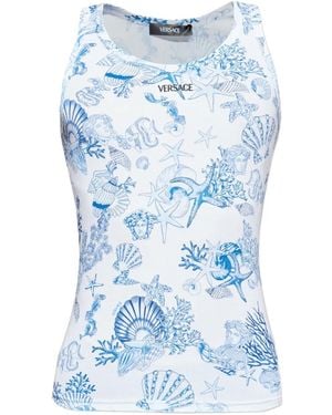 Versace Sea Life-Print Tank Top - Blue