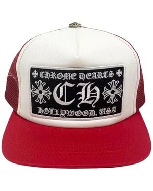 Chrome Hearts Ch Hollywood Logo-Patch Trucker Hat - Red