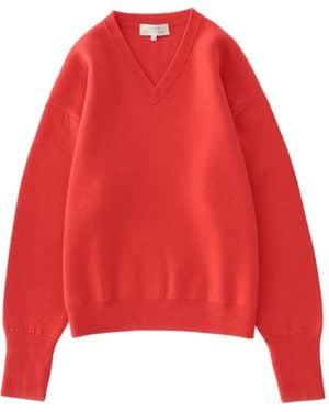 Studio Nicholson Loch Pullover Mit V-Ausschnitt - Rot