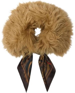 Burberry Scarf Trim Shearling Collar - Natural