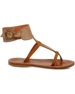K. Jacques Caravelle Leather Sandals - Brown