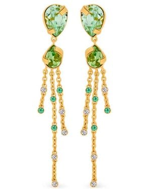 Oscar de la Renta Crystal Chain Earrings - Metallic